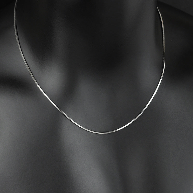 S925 Sterling Silver Plated Platinum Necklace With Fine Snake Bone Chain