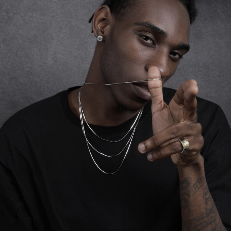 S925 Sterling Silver Plated Platinum Necklace With Fine Snake Bone Chain