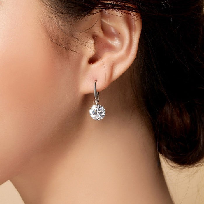 S925 Sterling Silver Zircon Ear Hook Women's Korean-style Fashion