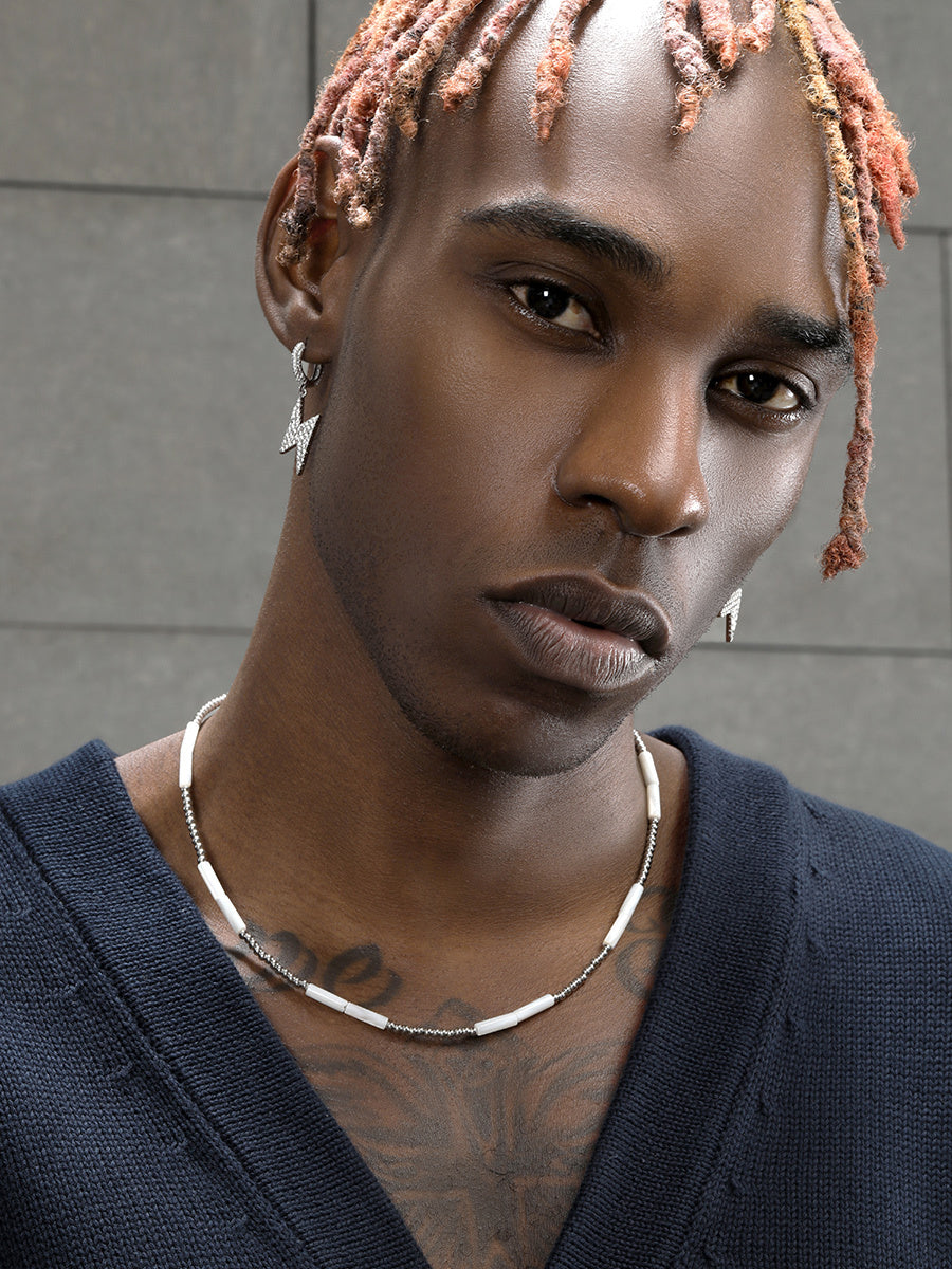 White Shell Hip-hop Trendy Steel Round Handmade Bead Collarbone Chain