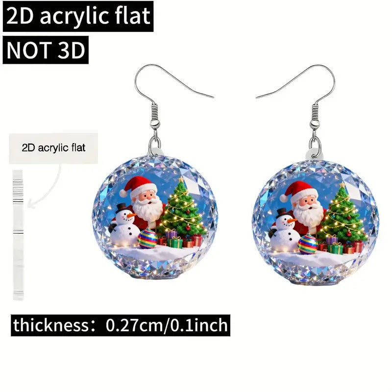 Creative Flat Acrylic Crystal Ball Shape Earrings