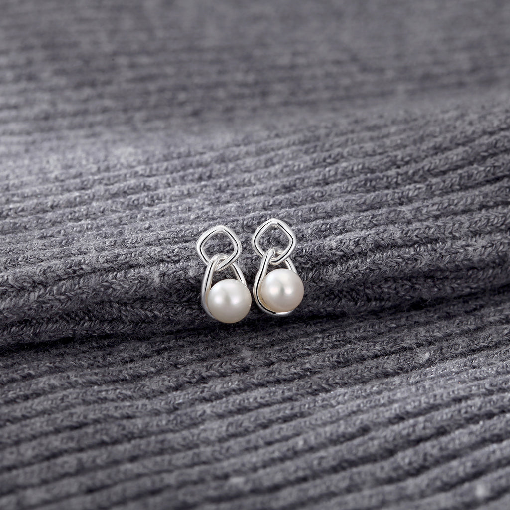 S999 Sterling Silver Pure Silver Light Luxury Stud Earrings Pearl Natural Freshwater