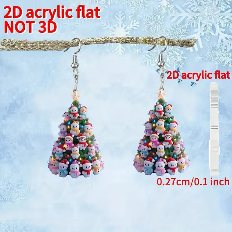 Creative Acrylic Flat XINGX Christmas Tree Earrings