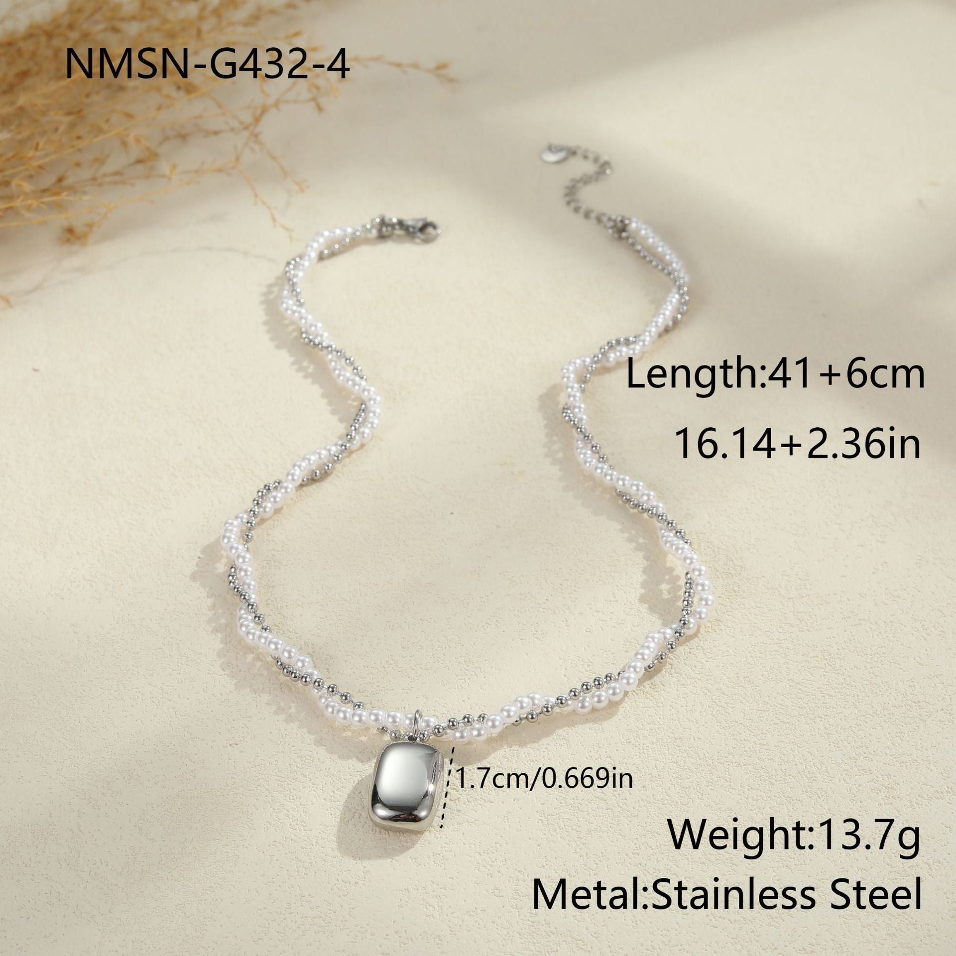 Double-layer Pearl Necklace Titanium Steel Necklace Twin Light Luxury High Sense