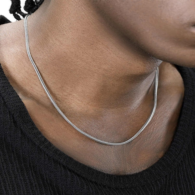 Men's 925 Sterling Silver Distressed Dragon Bone Necklace