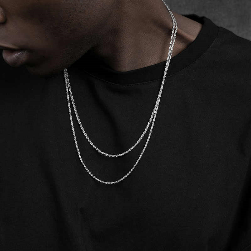 Platinum-plated Pure Silver Twist Chain
