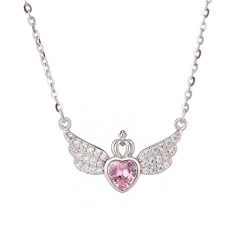 Angel Wings Ins Crown Love Pendant Necklace