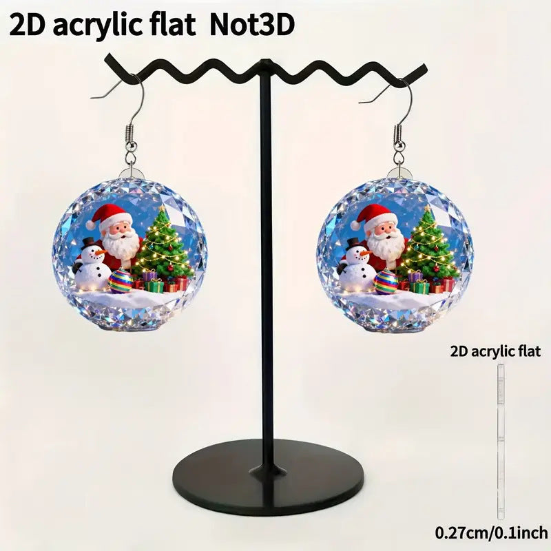 Creative Flat Acrylic Crystal Ball Shape Earrings