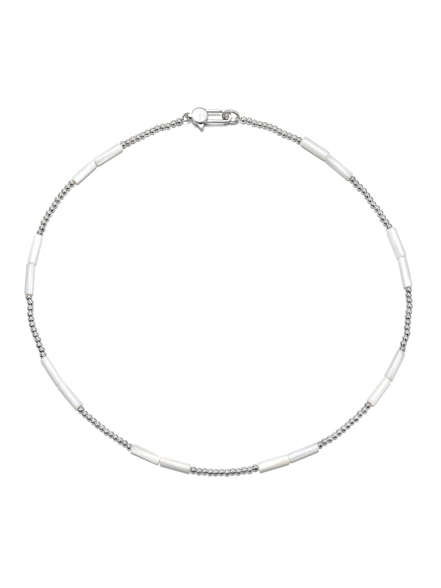 White Shell Hip-hop Trendy Steel Round Handmade Bead Collarbone Chain