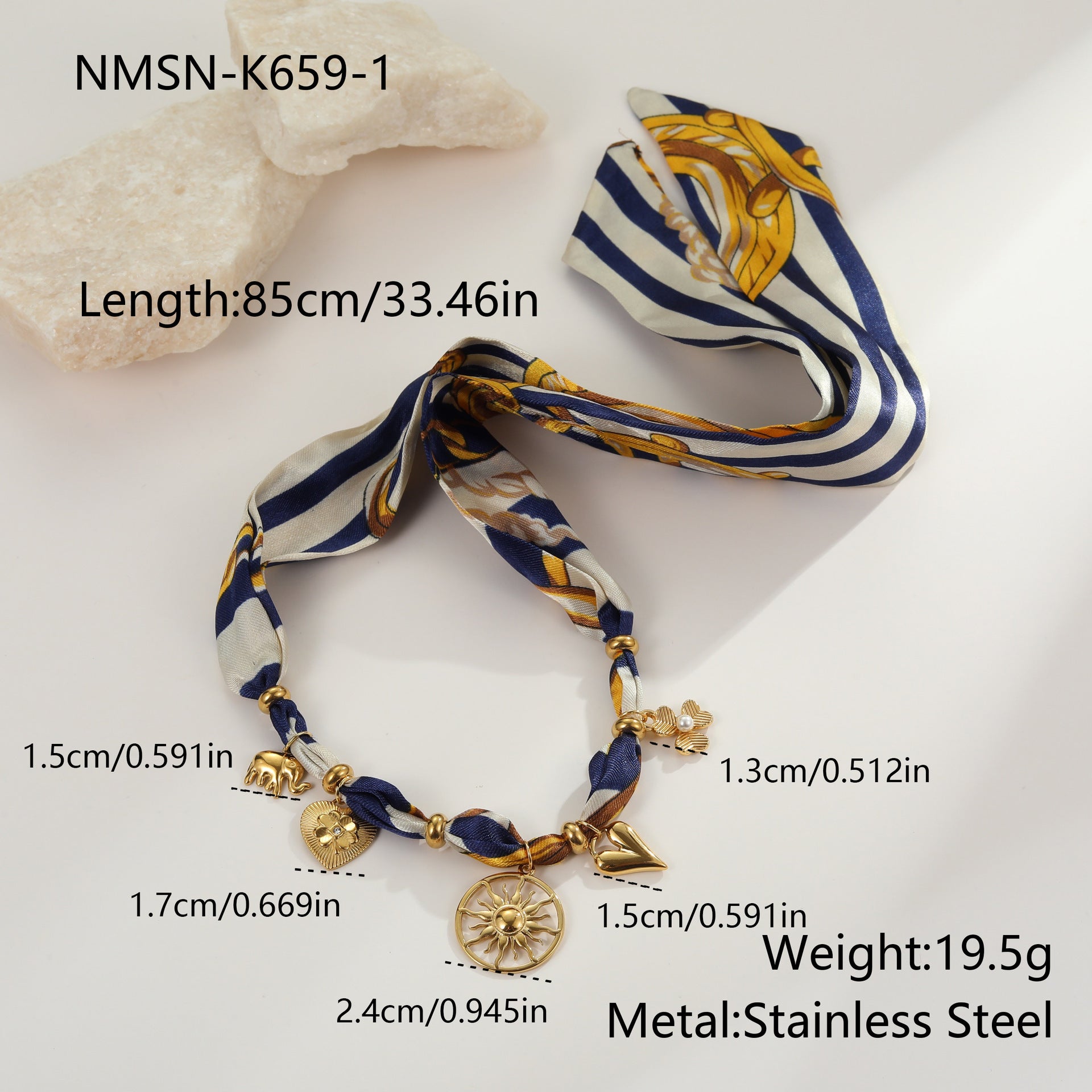 European And American Style Autumn And Winter Silk Scarf Series Design Stainless Steel Necklace