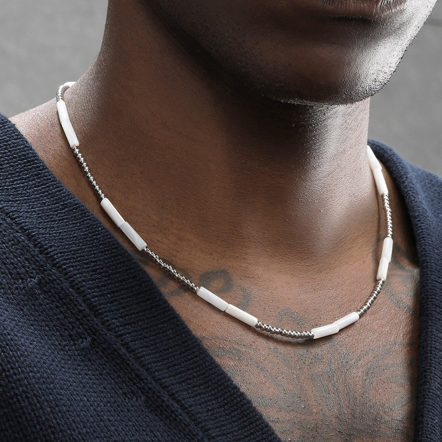 White Shell Hip-hop Trendy Steel Round Handmade Bead Collarbone Chain