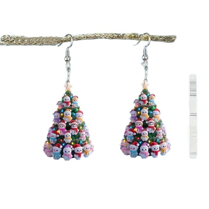 Creative Acrylic Flat XINGX Christmas Tree Earrings