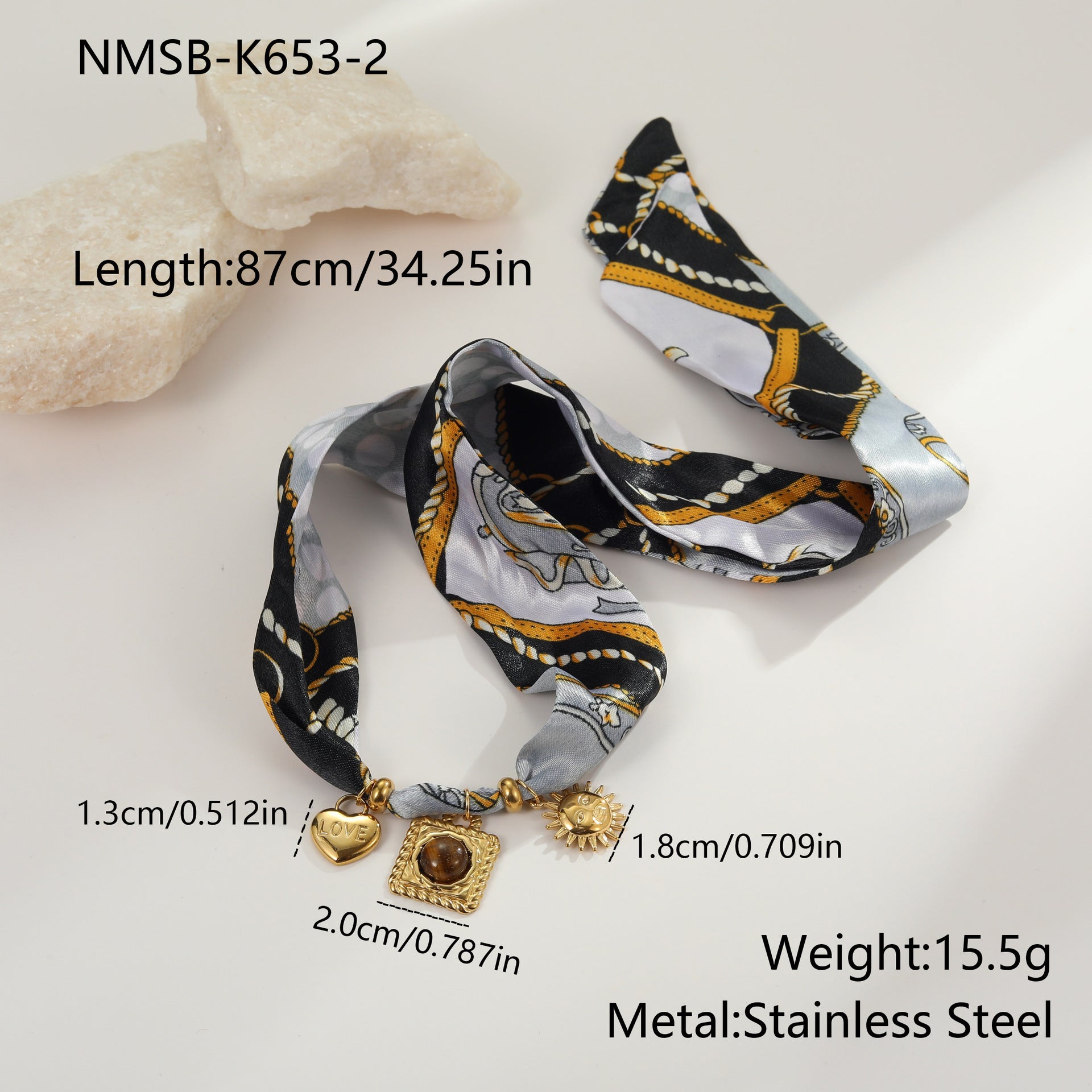 European And American Style Autumn And Winter Silk Scarf Series Design Stainless Steel Necklace