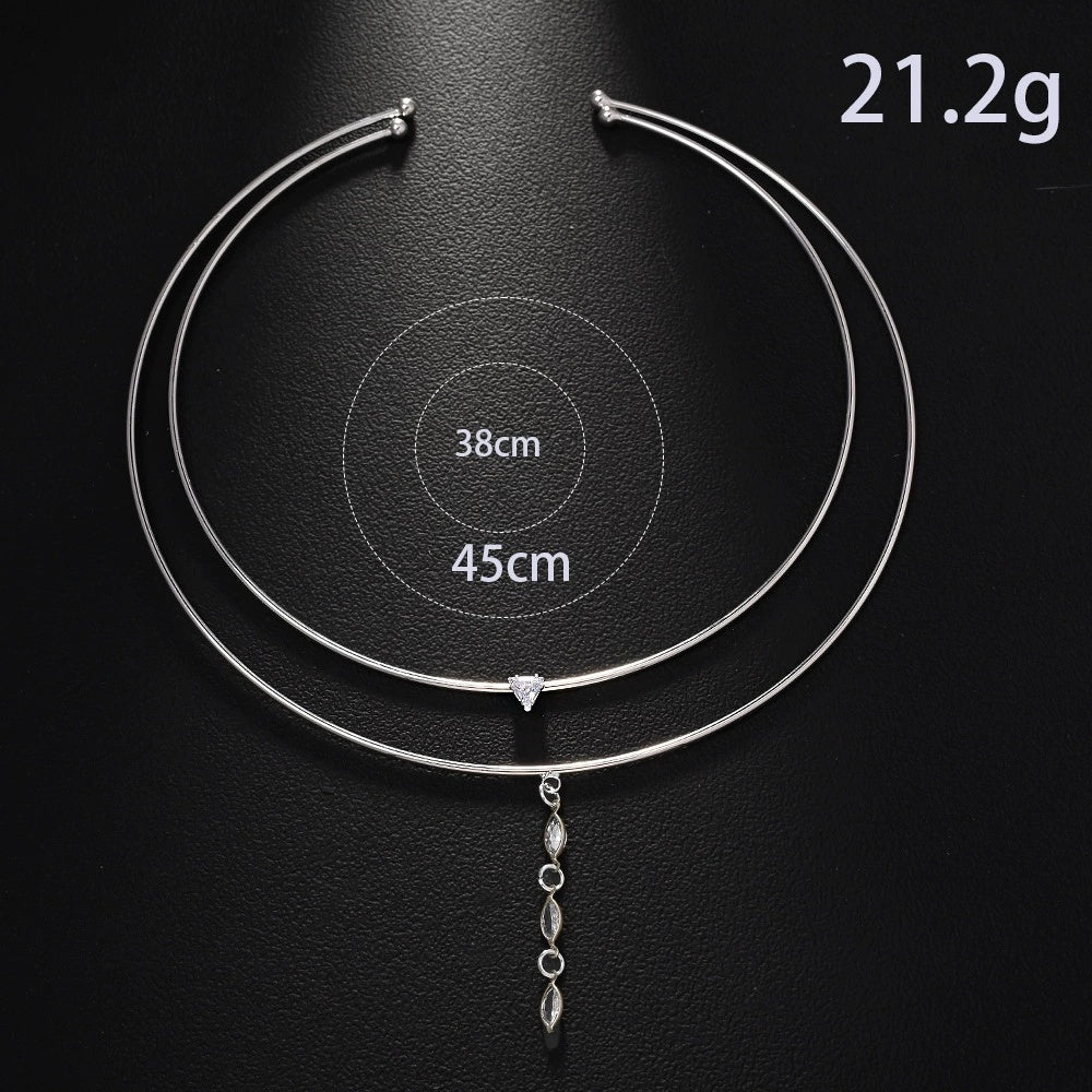 Geometric Necklace Double-layer Rhinestone Collar Accessories