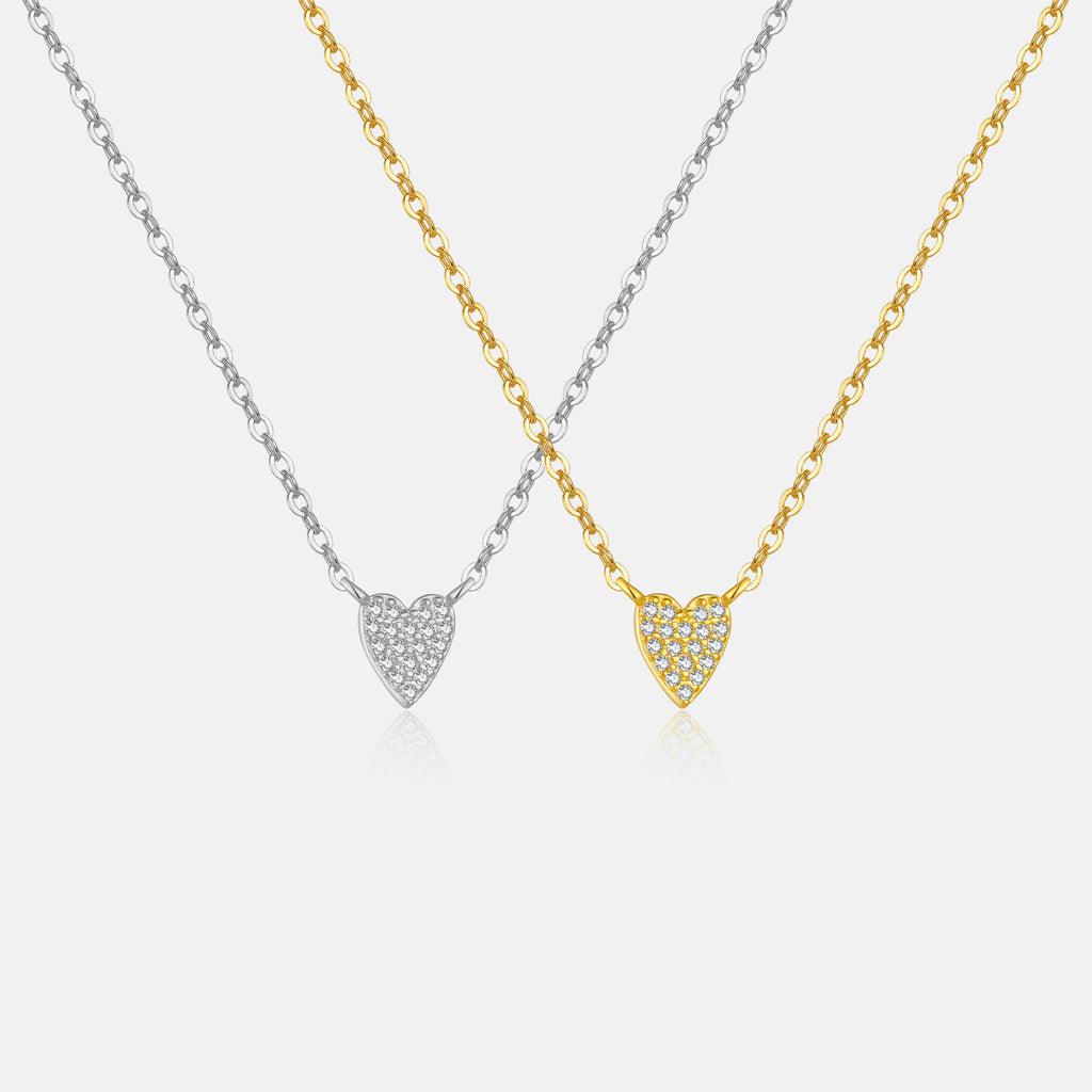 S925 Loving Heart In Sterling Silver Diamond Heart-shaped Pendant Necklace