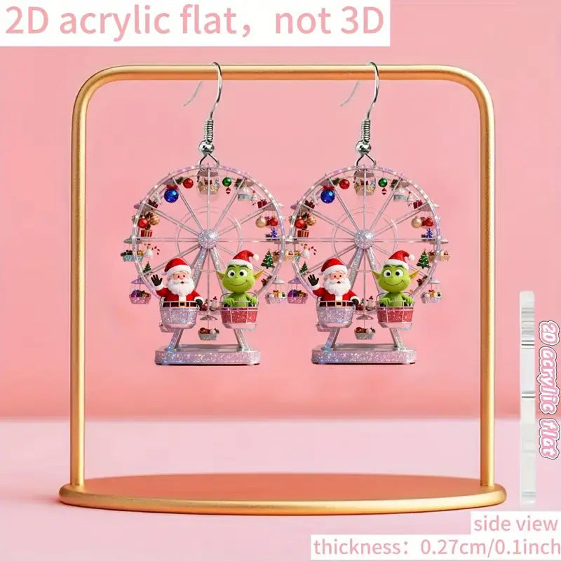 Flat Acrylic Creative Ferris Wheel Earrings