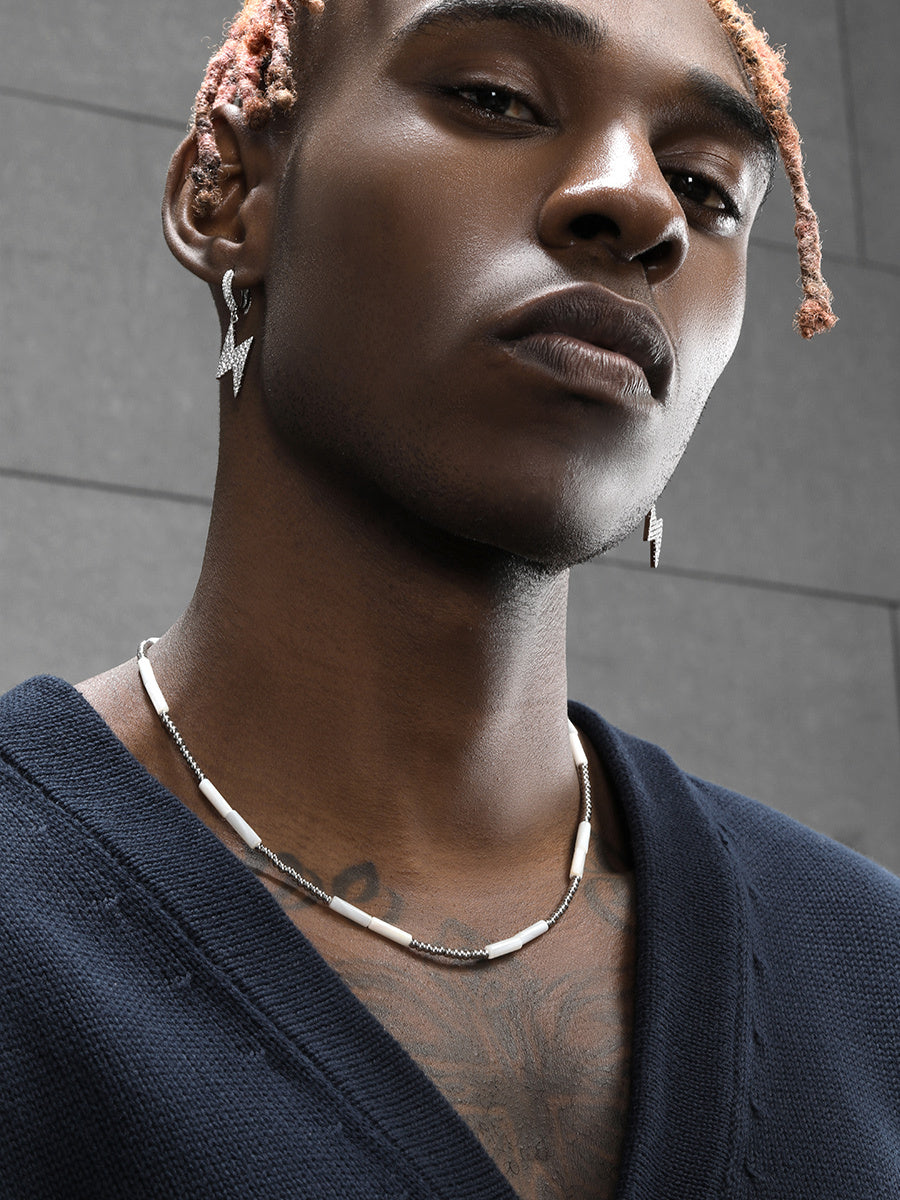 White Shell Hip-hop Trendy Steel Round Handmade Bead Collarbone Chain