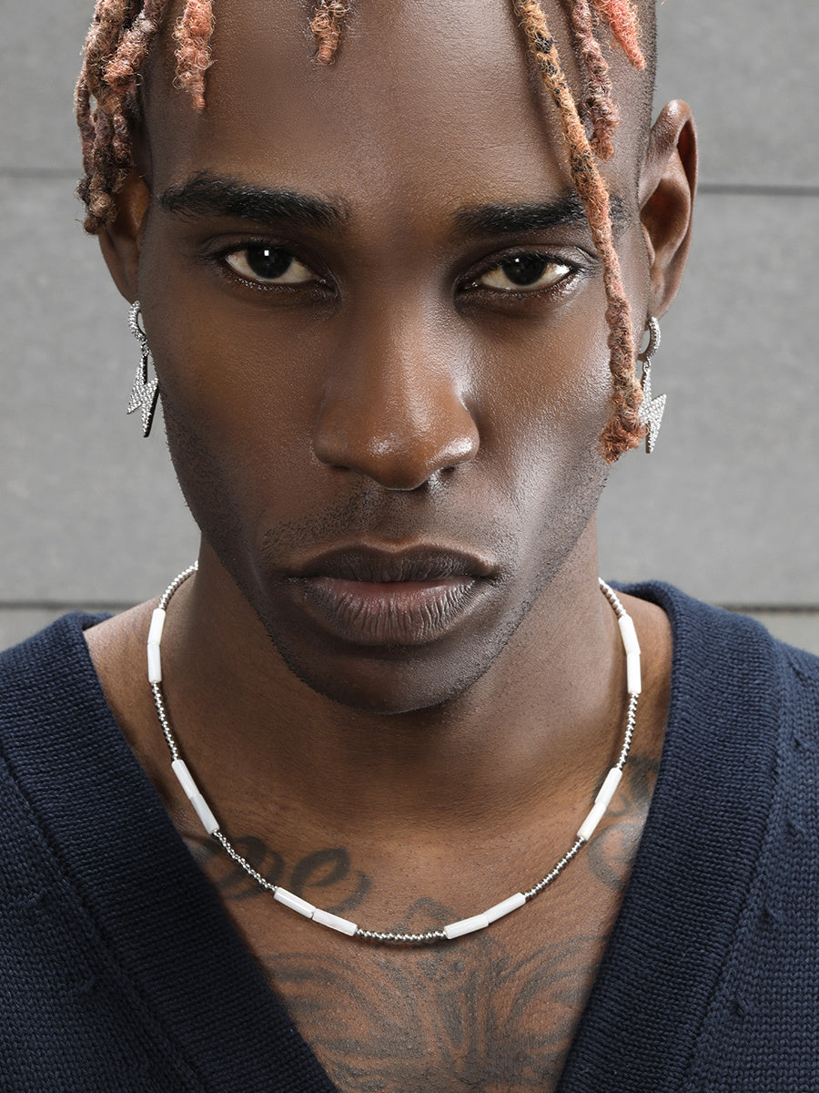 White Shell Hip-hop Trendy Steel Round Handmade Bead Collarbone Chain