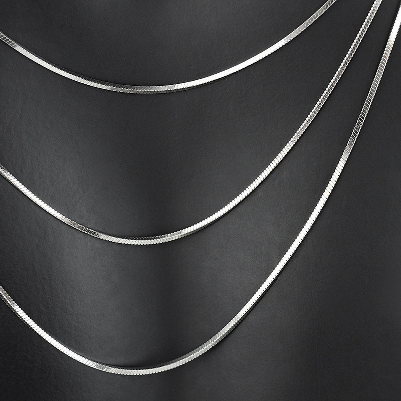 S925 Sterling Silver Plated Platinum Necklace With Fine Snake Bone Chain