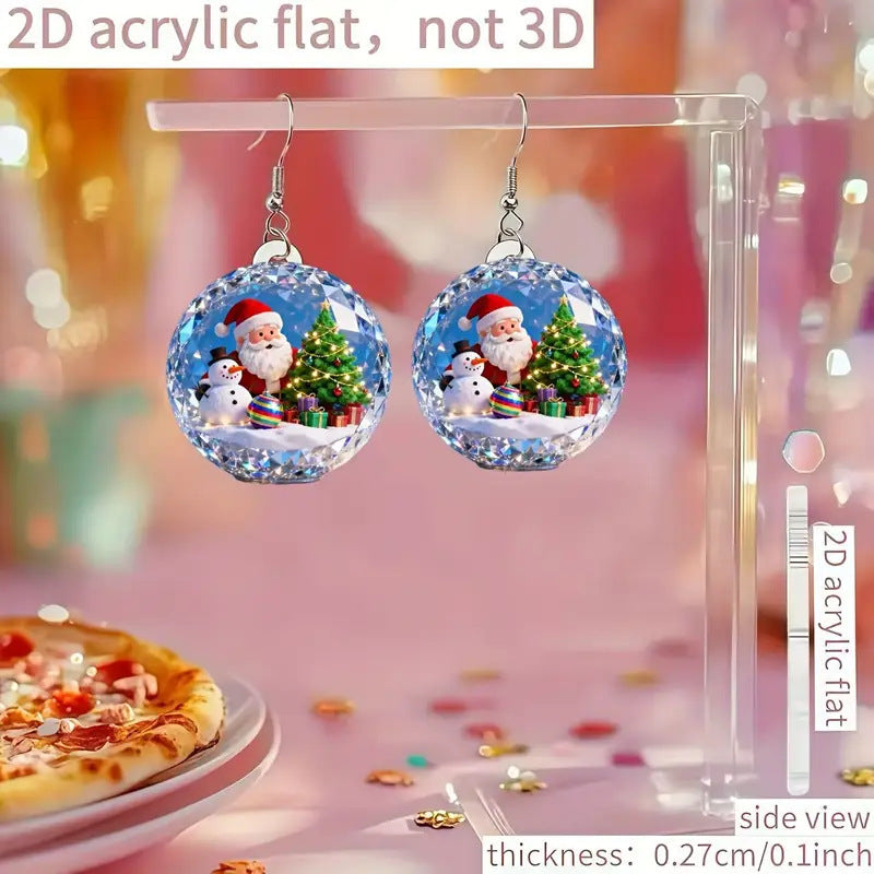 Creative Flat Acrylic Crystal Ball Shape Earrings