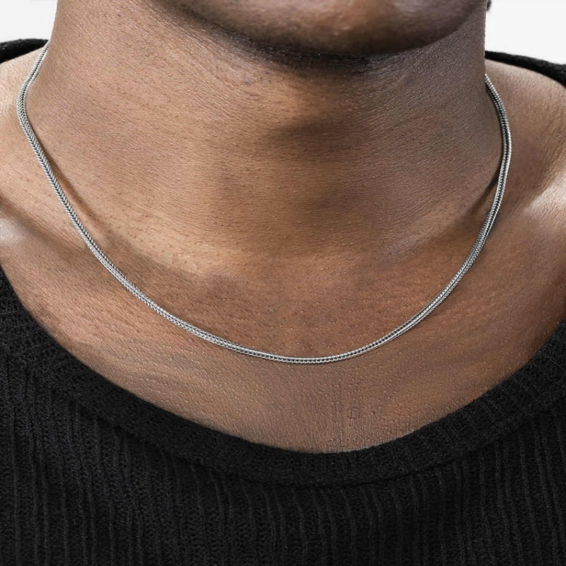 Men's 925 Sterling Silver Distressed Dragon Bone Necklace