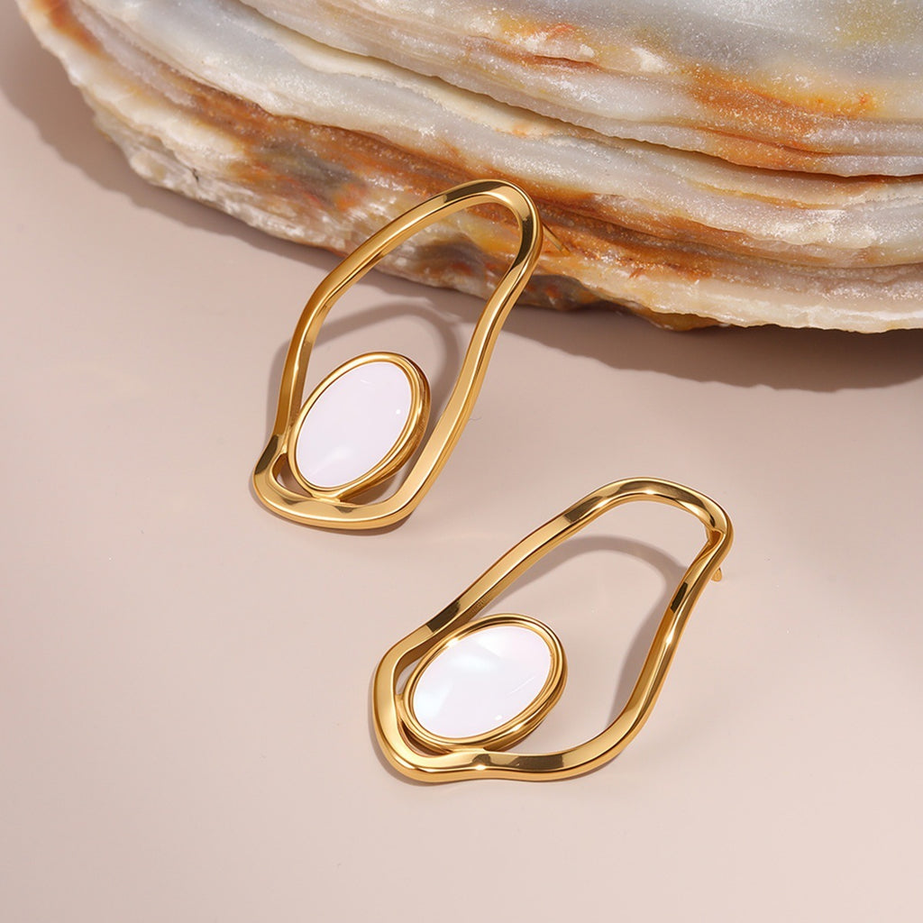 Fashion Hollowed-out Irregular Fritillary Stud Earrings Stainless Steel