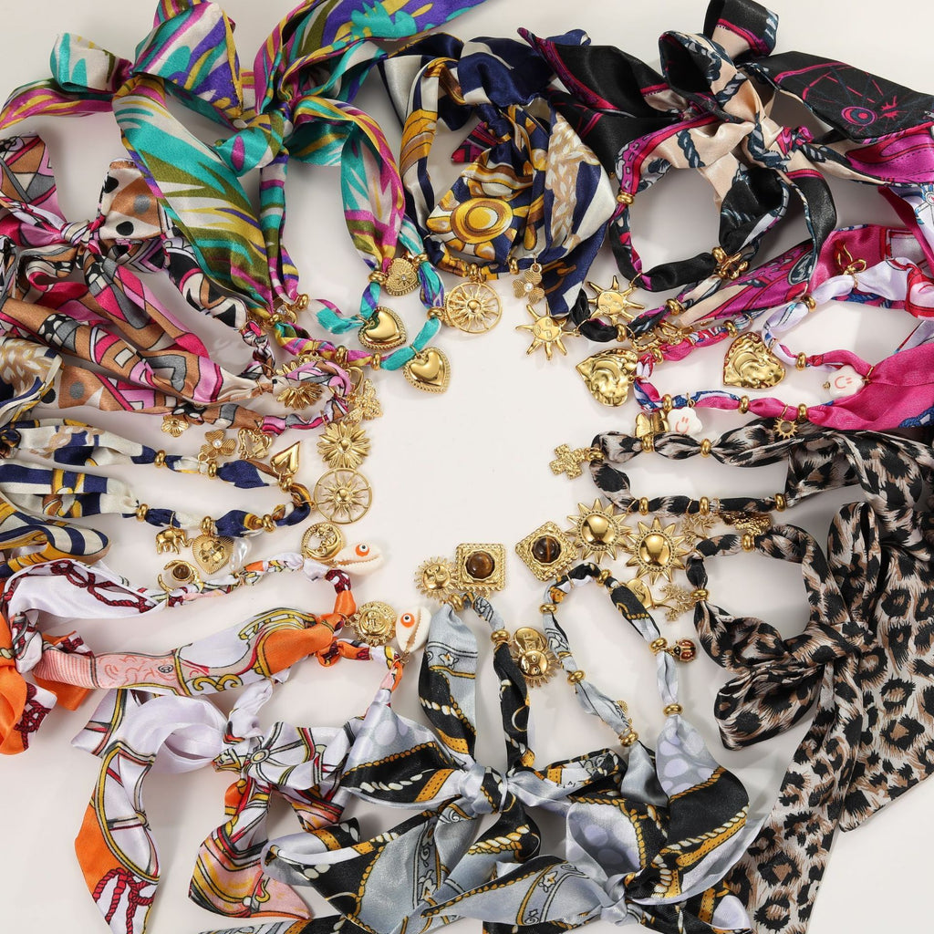 European And American Style Autumn And Winter Silk Scarf Series Design Stainless Steel Necklace