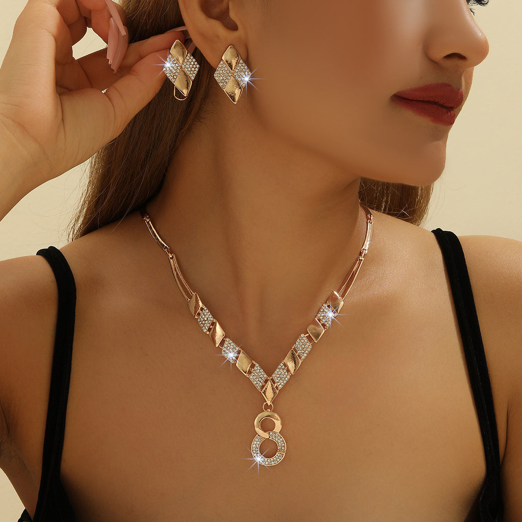 Zinc Alloy Necklace And Earrings Suite Women