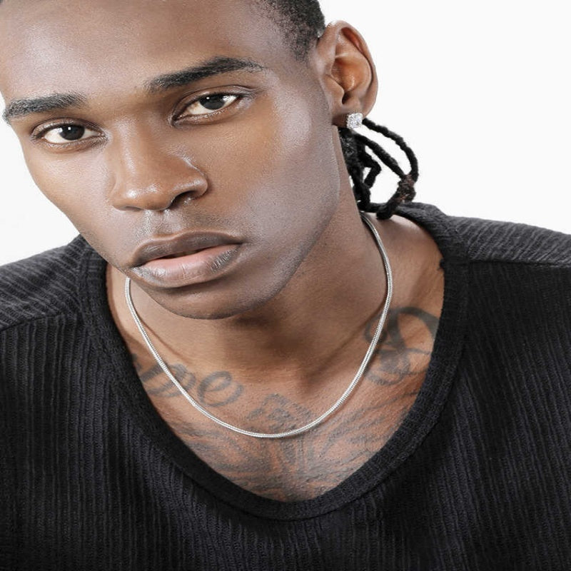 Men's 925 Sterling Silver Distressed Dragon Bone Necklace