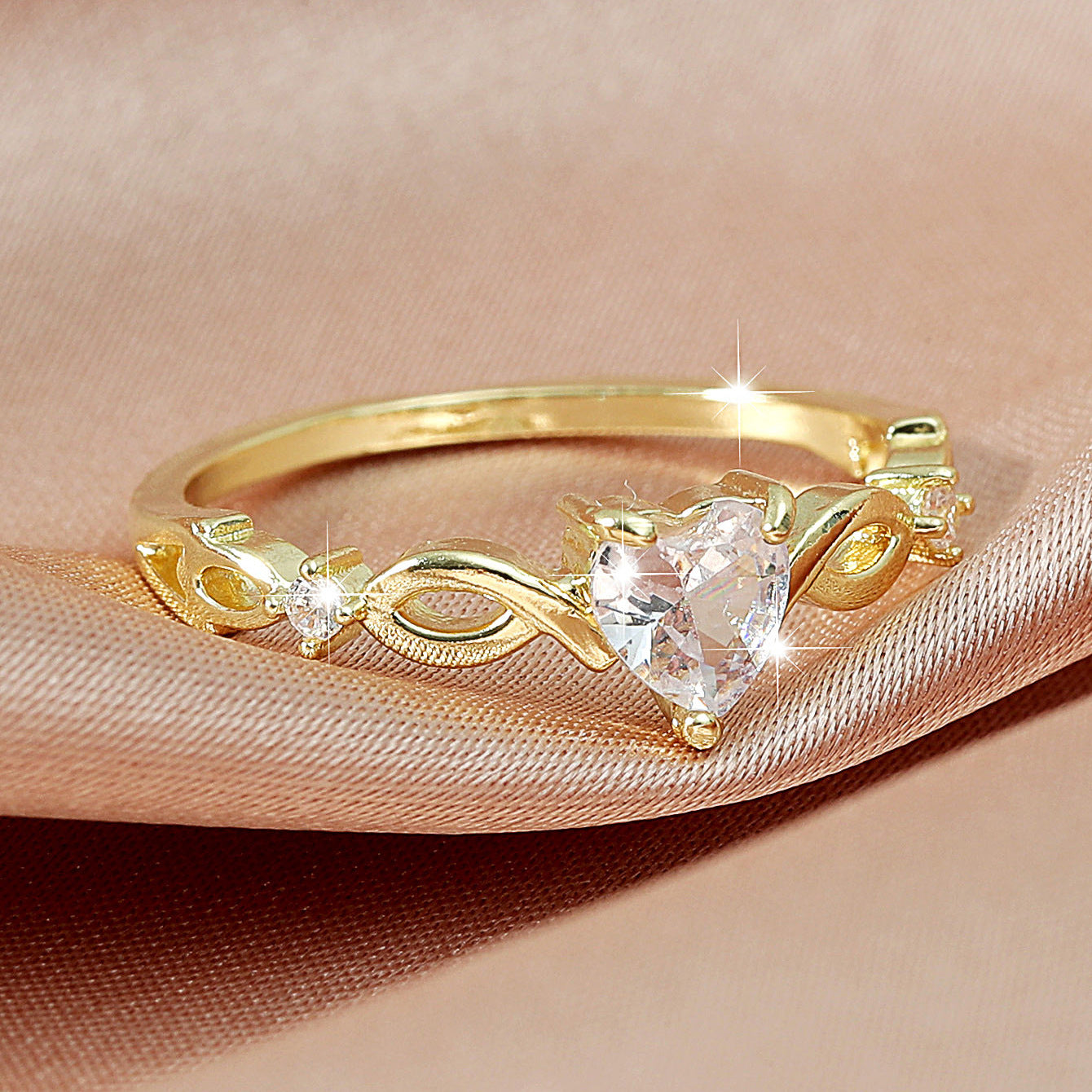 Heart-shaped Zircon Cold Style Simple Bracelet Couple Little Finger Ring