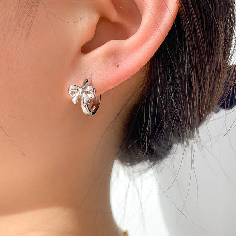 925 Sterling Silver Bow Earrings