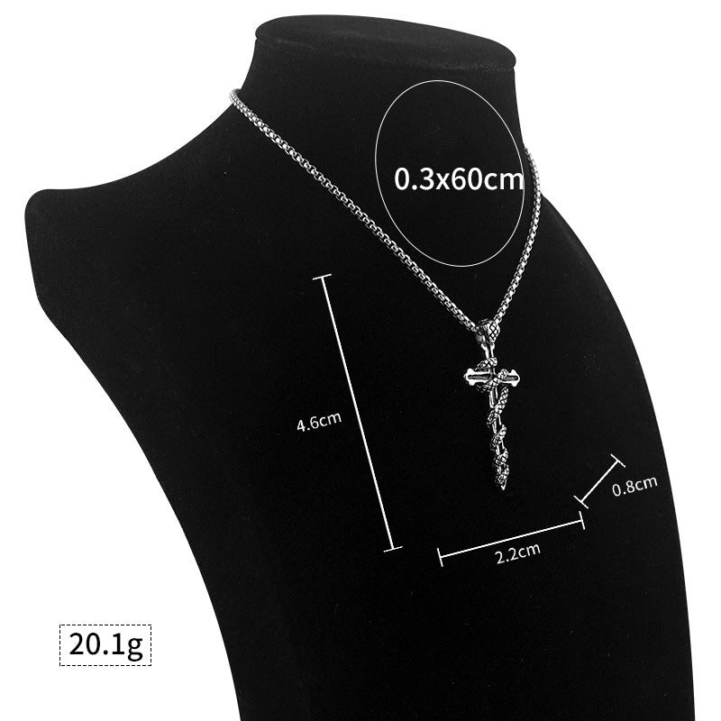 Fashion, Personalized And Exaggerated Year Of Snake Cross Necklace Pendant