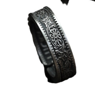 Retro Distressed Embossed Water Ripple Ring Love