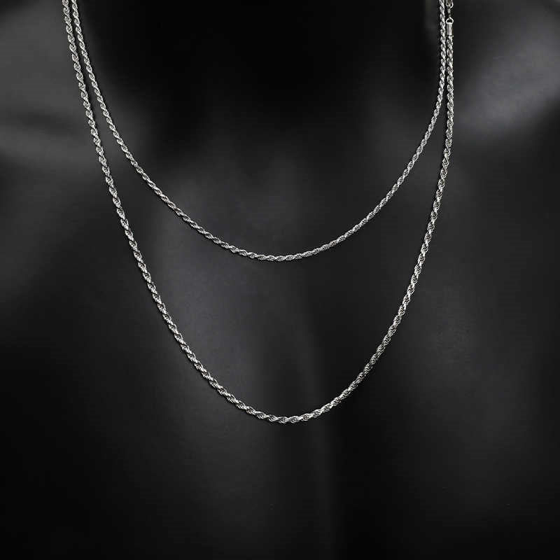 Platinum-plated Pure Silver Twist Chain