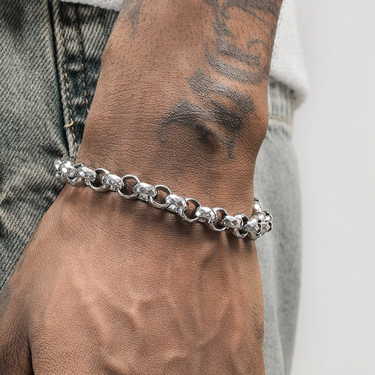 Hip Hop European And American Fashion High-end And Timeless Silver O-ring Titanium Steel Bracelet
