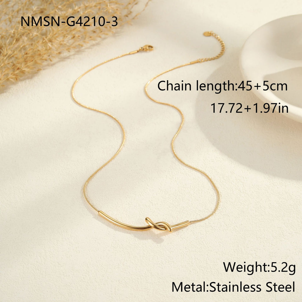 European And American Fashion Minimalist Twist Knot Pendant Stainless Steel Necklace
