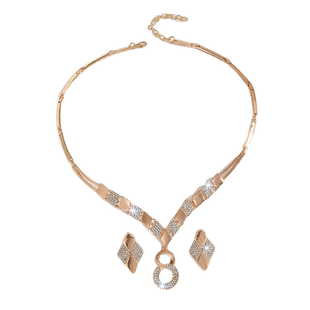 Zinc Alloy Necklace And Earrings Suite Women