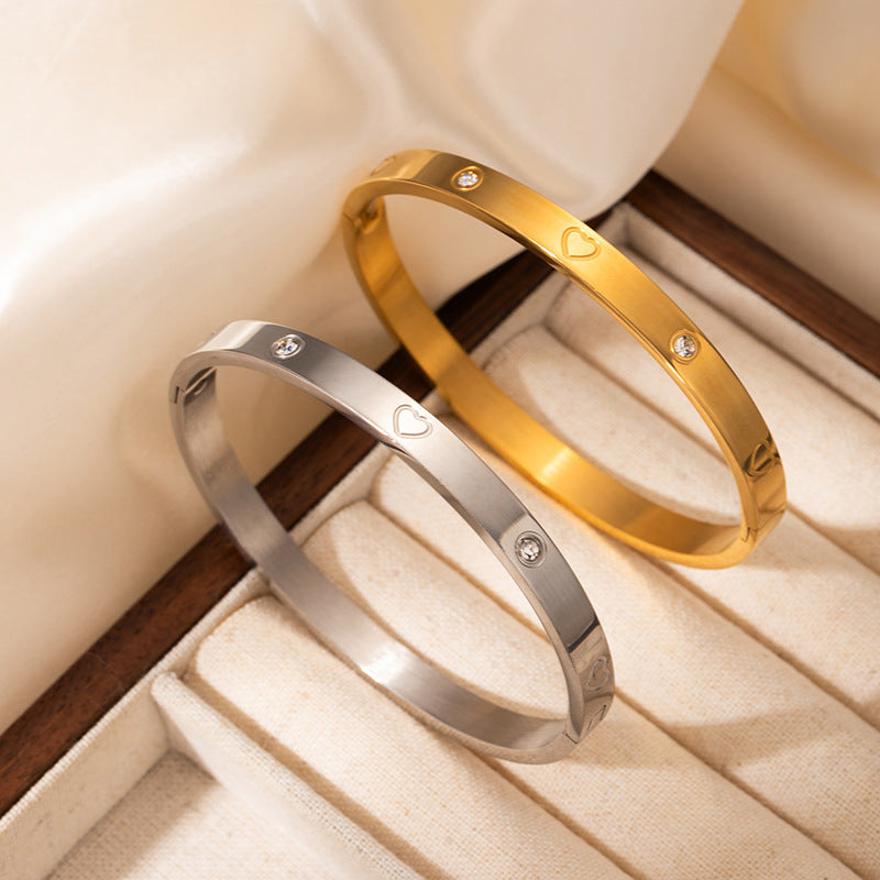 High-grade Titanium Steel Bracelet Gold-plated Diamond Stainless Steel Bracelet Women