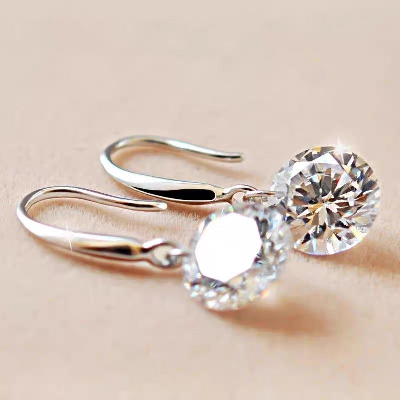S925 Sterling Silver Zircon Ear Hook Women's Korean-style Fashion