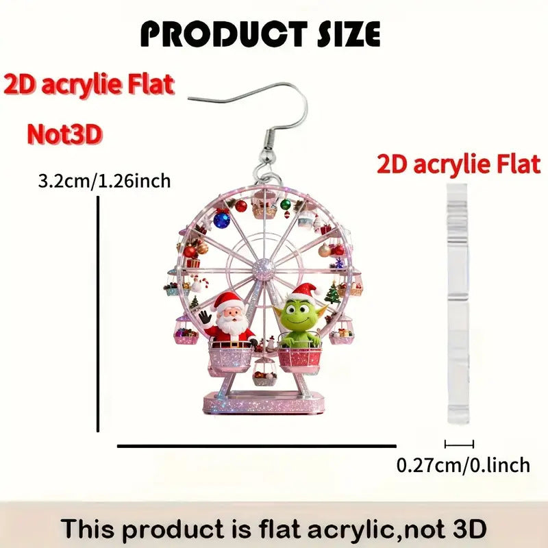 Flat Acrylic Creative Ferris Wheel Earrings
