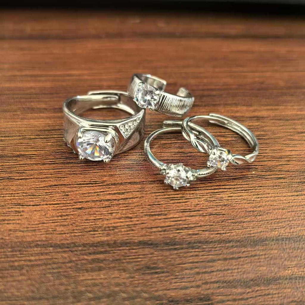 Fashionable All-match Diamond Ring Men's Zinc Alloy