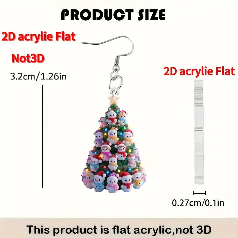 Creative Acrylic Flat XINGX Christmas Tree Earrings