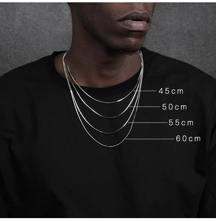 S925 Sterling Silver Plated Platinum Necklace With Fine Snake Bone Chain