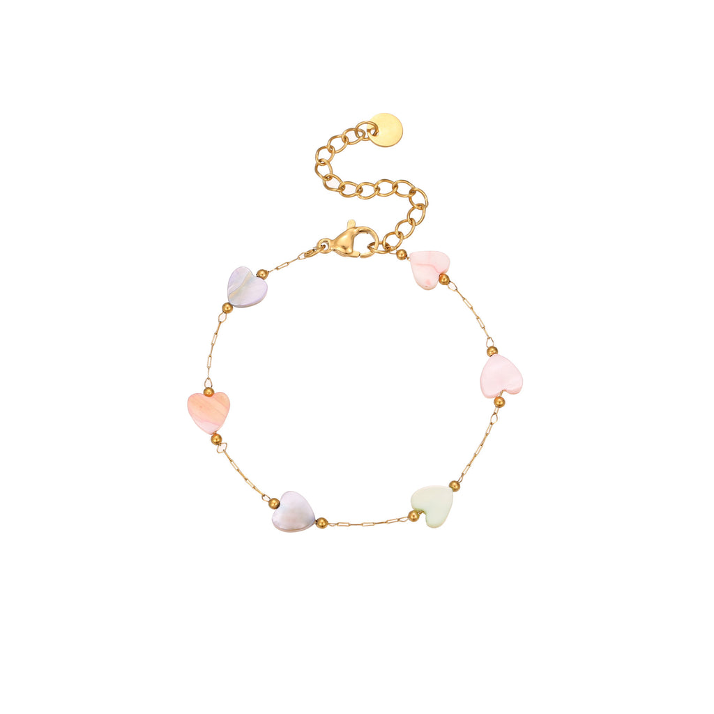 Ins Style Colorful Heart-shaped Fritillary Stainless Steel Necklace