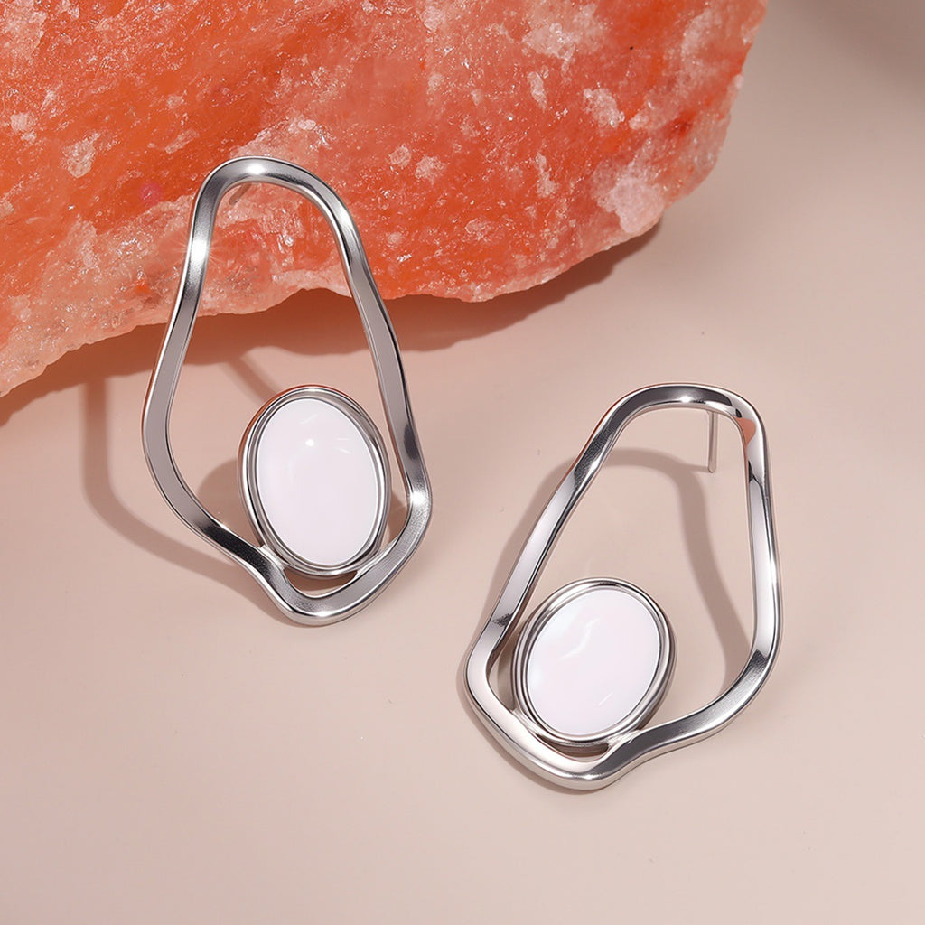 Fashion Hollowed-out Irregular Fritillary Stud Earrings Stainless Steel