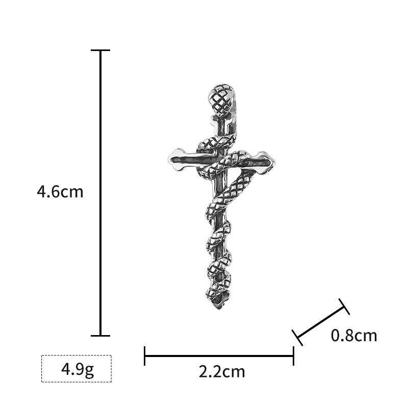 Fashion, Personalized And Exaggerated Year Of Snake Cross Necklace Pendant
