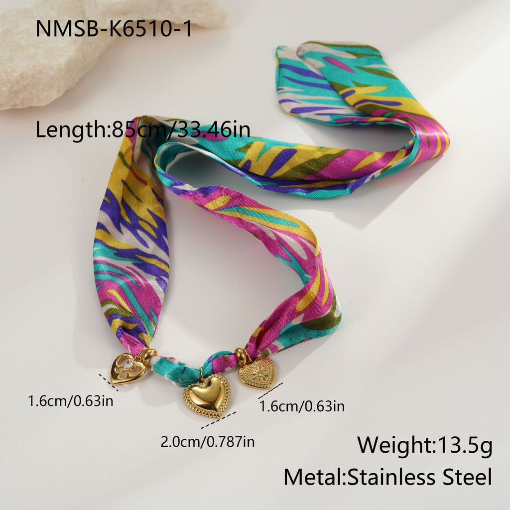 European And American Style Autumn And Winter Silk Scarf Series Design Stainless Steel Necklace