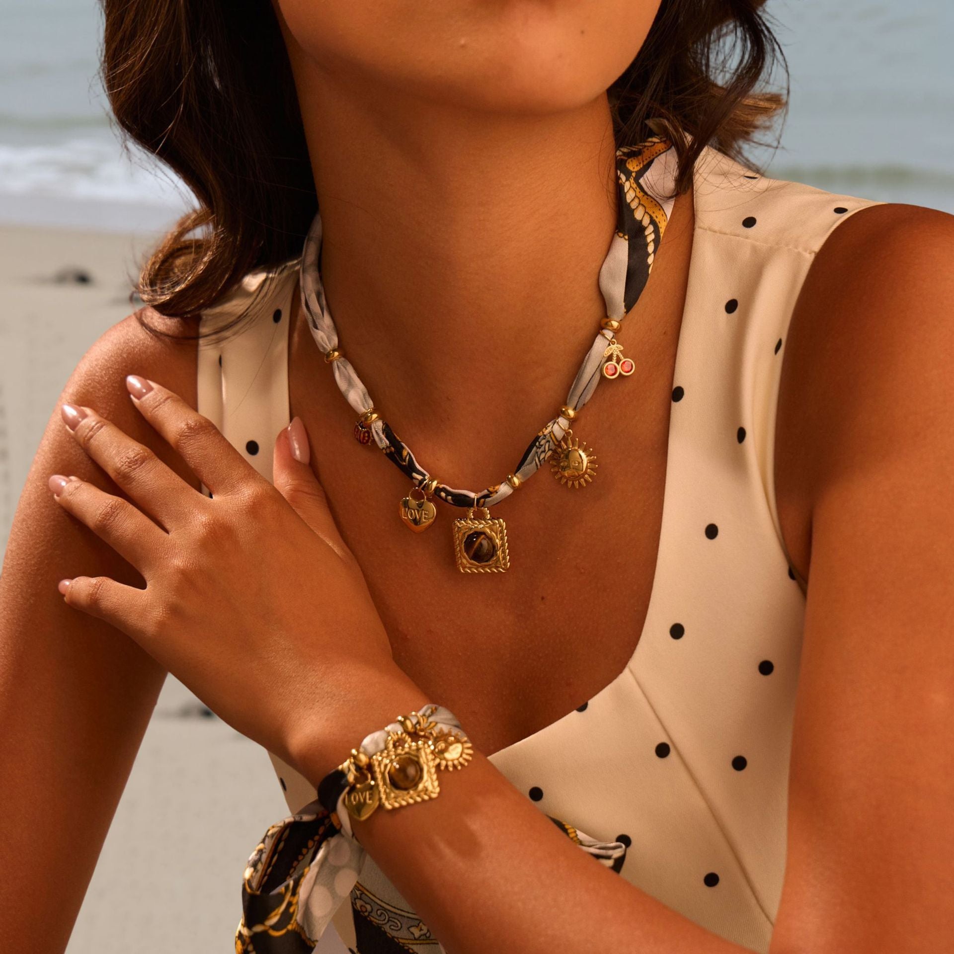 European And American Style Autumn And Winter Silk Scarf Series Design Stainless Steel Necklace