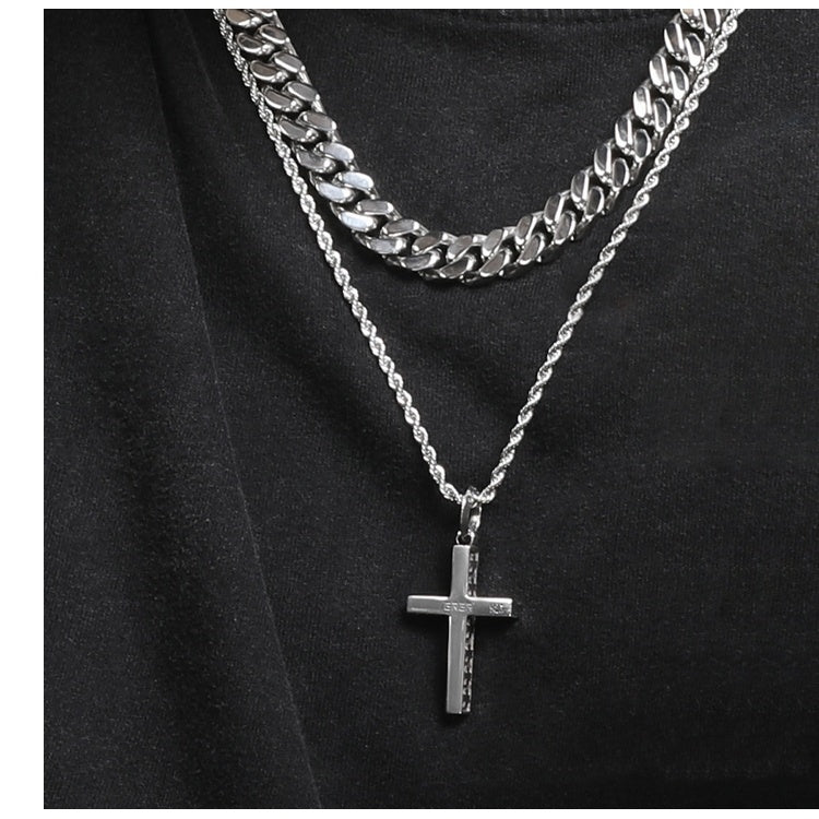 Hip Hop Versatile Silver Cross Necklace