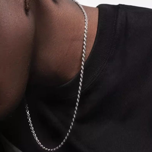 S925   Sterling Silver Plated Fried Dough Twists Chain Necklace For Men And Women
